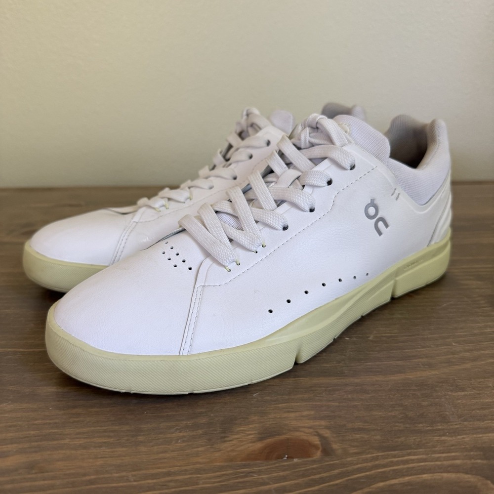 On Running Womens 9.5 White Yellow Sole The Roger Advantage Lace Up Sneakers